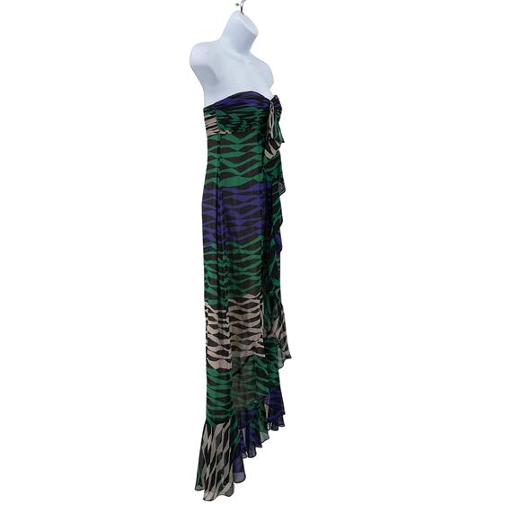 BCBGMaxAzria Green/Blue/White Printed Evergrenco Strapless Dress Womens Size 0 - Picture 15 of 16